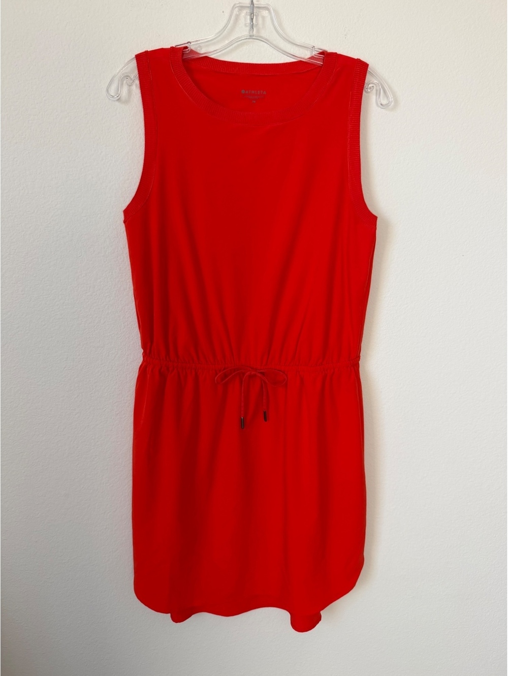 Athleta Sleeveless Scoop Neck Drawstring Orange Stretch Athletic Dress Size S